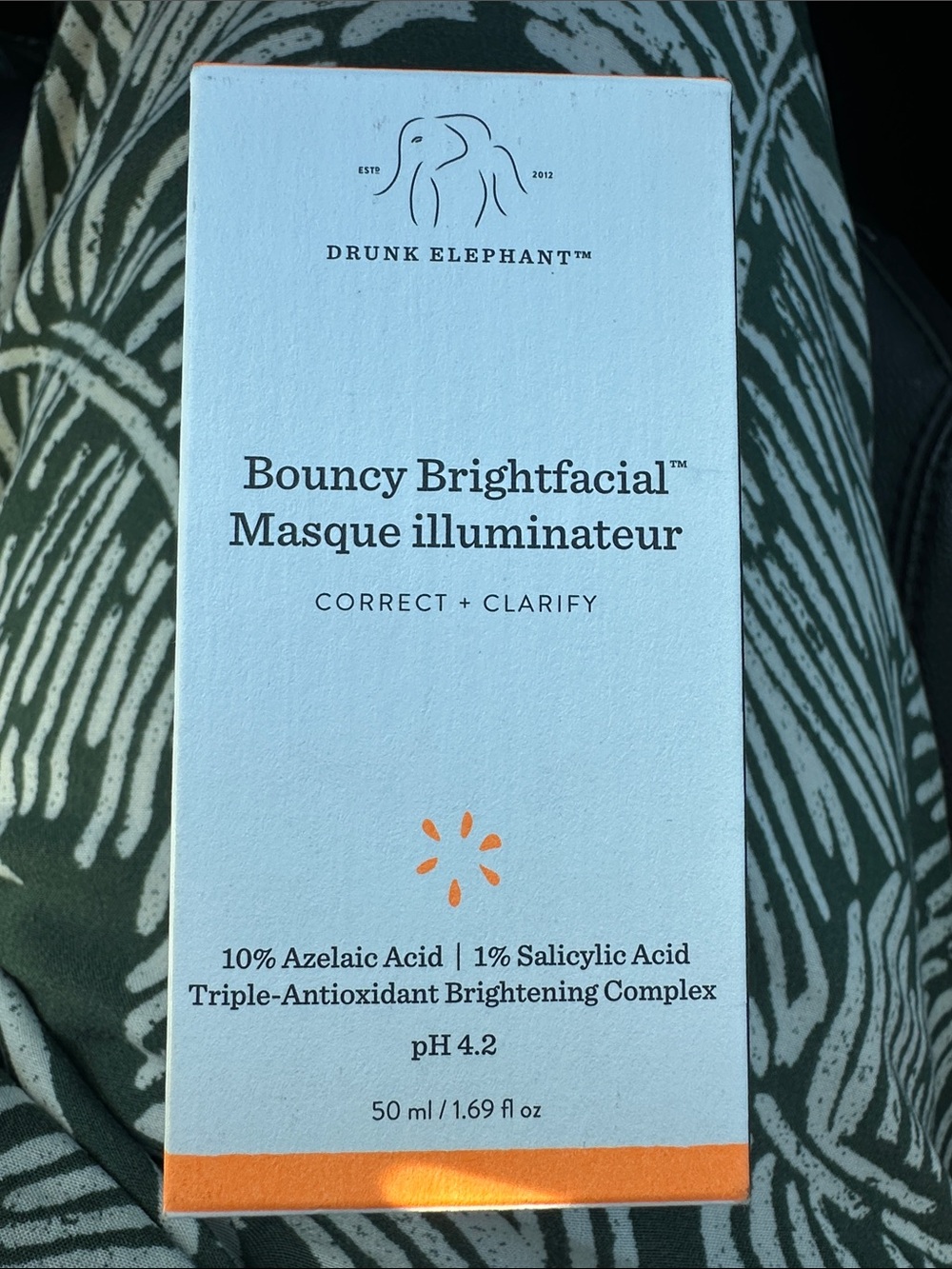 Drunk Elephant Bouncy Brightfacial Masque - Pale Blue & Orange Accent